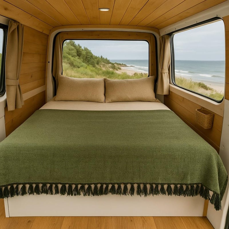 Open Road Goods Handmade Solid Color Yoga Blanket - Thick Mexican Blanket or Throw - Made for Yoga! (Olive Green) - Image 2